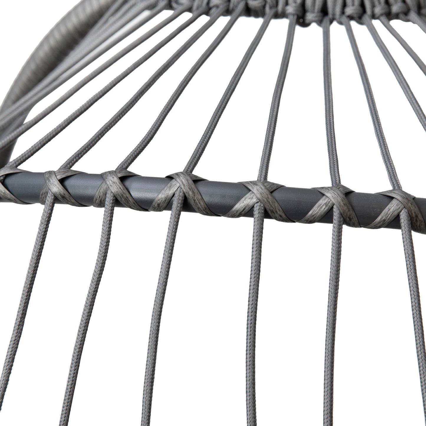 Cleo Patio Hanging Egg Chair, Wicker Hammock with Soft Seat Cushions & Swing Stand, Indoor/Outdoor Gray Frame-Gray Cushions Gray