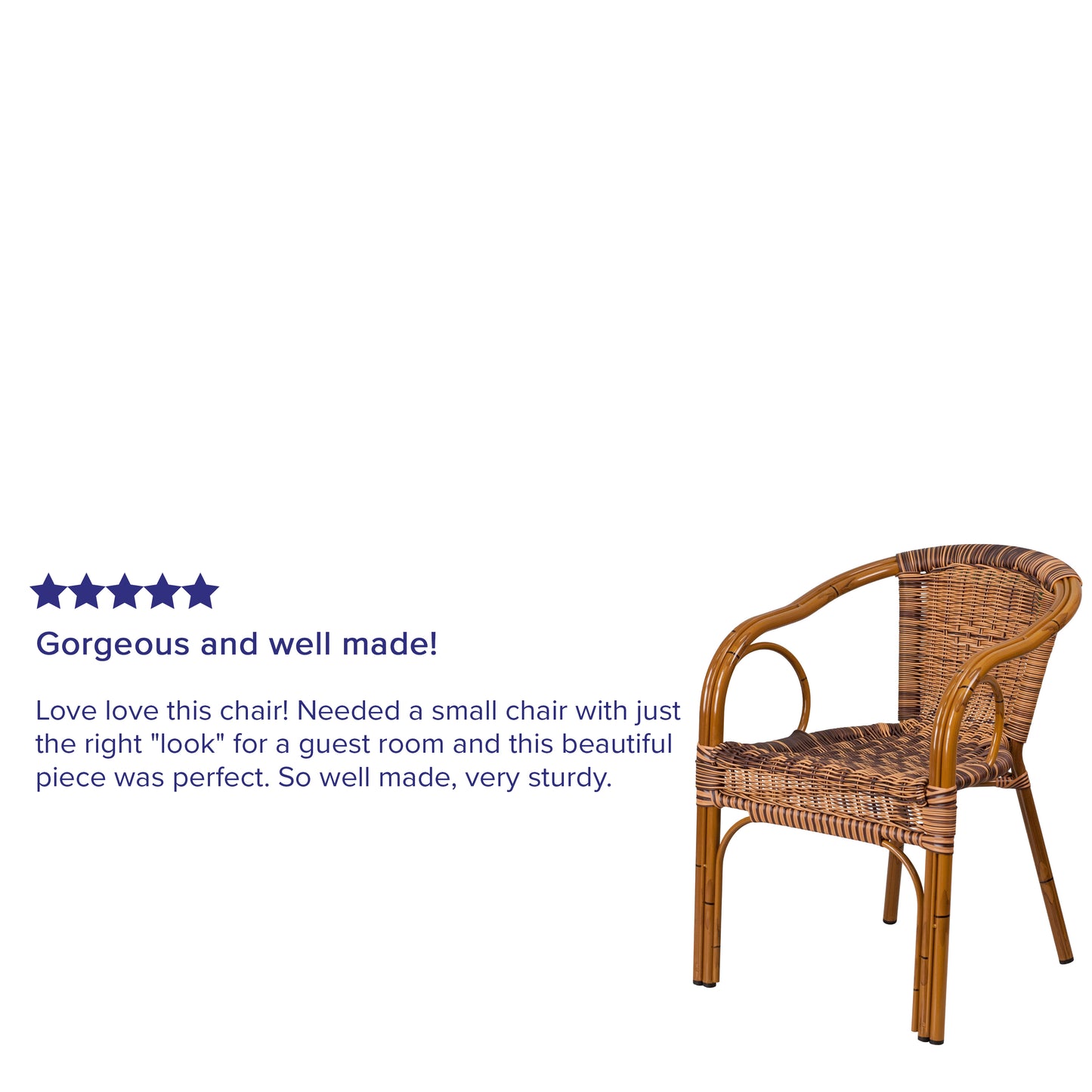 Cadiz Series Burning Brown Rattan Restaurant Patio Chair with Dark Red Bamboo-Aluminum Frame Burning Brown Rattan/Dark Red Bamboo-Aluminum Frame