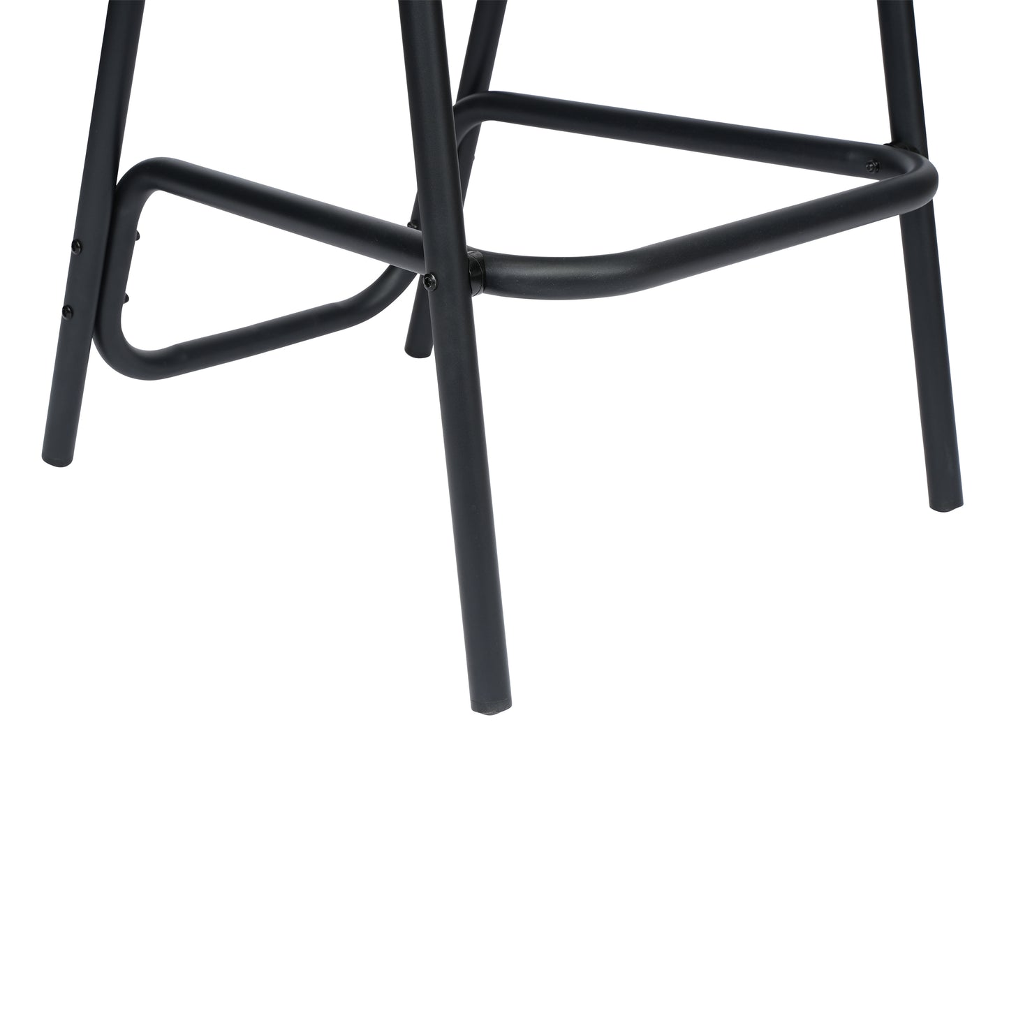 Lila Commercial Grade Indoor-Outdoor PE Rattan Restaurant Barstool with Black Aluminum Frame and Footrest in Black Black