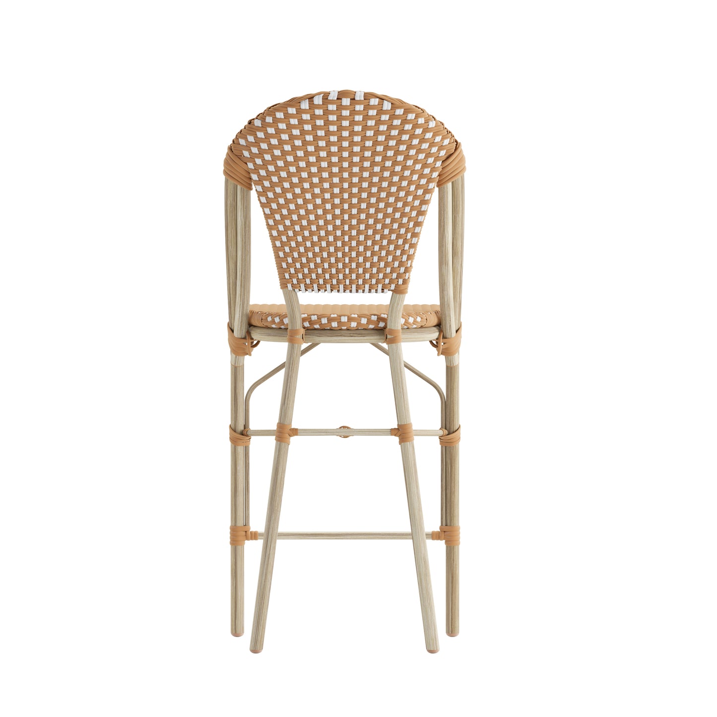 Lourdes Stackable Indoor/Outdoor Bistro 26" High Counter Height Stool, Commercial Grade, Natural/White and Light Natural Finish Natural & White/Light Natural Frame