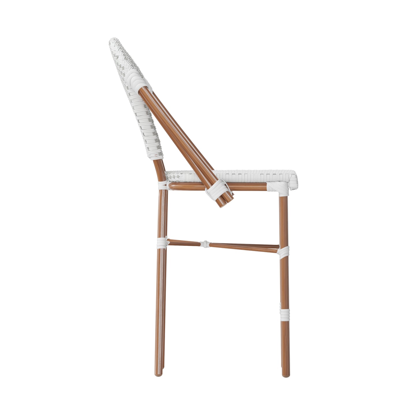 Lourdes Stackable Indoor/Outdoor Bistro 26" High Counter Height Stool, Commercial Grade, White/Gray and Bamboo Finish White & Gray/Natural Frame