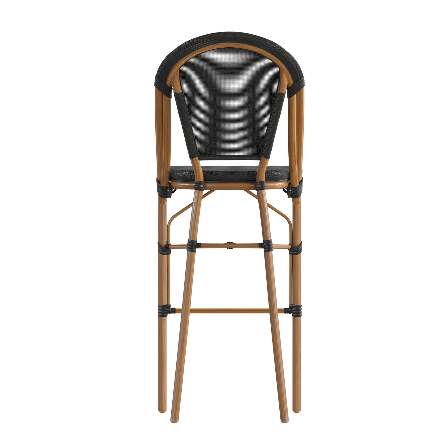 Marseille Stackable Indoor/Outdoor Bistro 30" High Barstool, Commercial Grade, Black and Bamboo Finish Black/Natural Frame