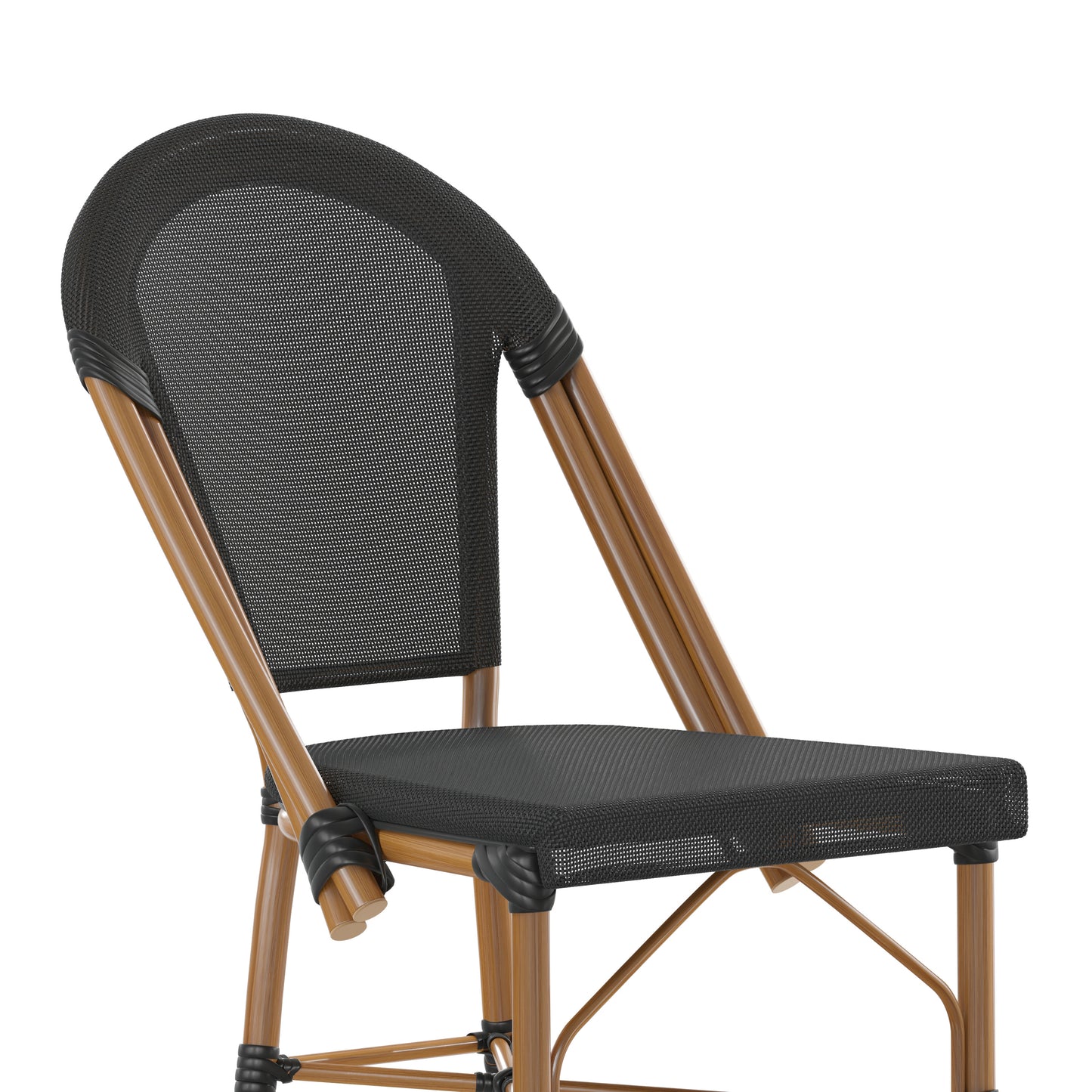 Marseille Stackable Indoor/Outdoor Bistro 30" High Barstool, Commercial Grade, Black and Bamboo Finish Black/Natural Frame