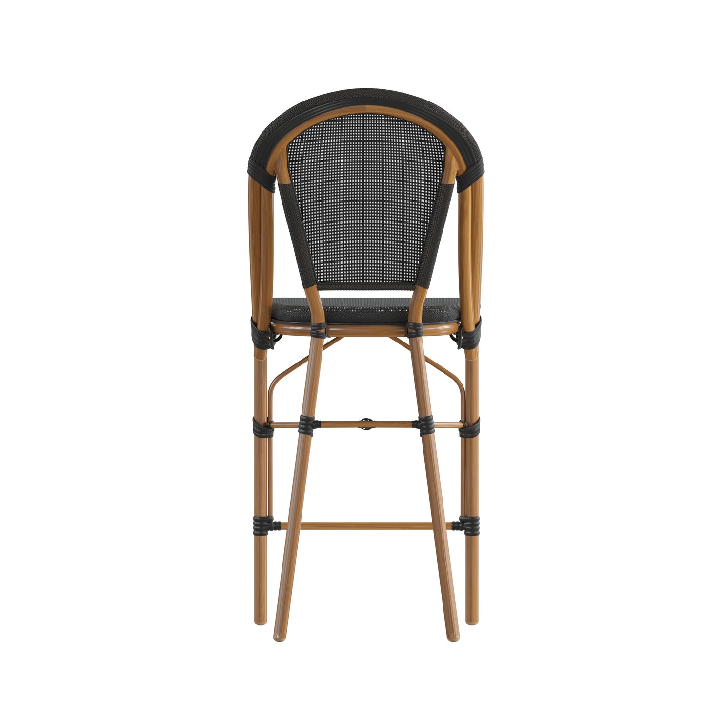 Marseille Stackable Indoor/Outdoor Bistro 26" High Counter Height Stool, Commercial Grade, Black and Bamboo Finish Black/Natural Frame