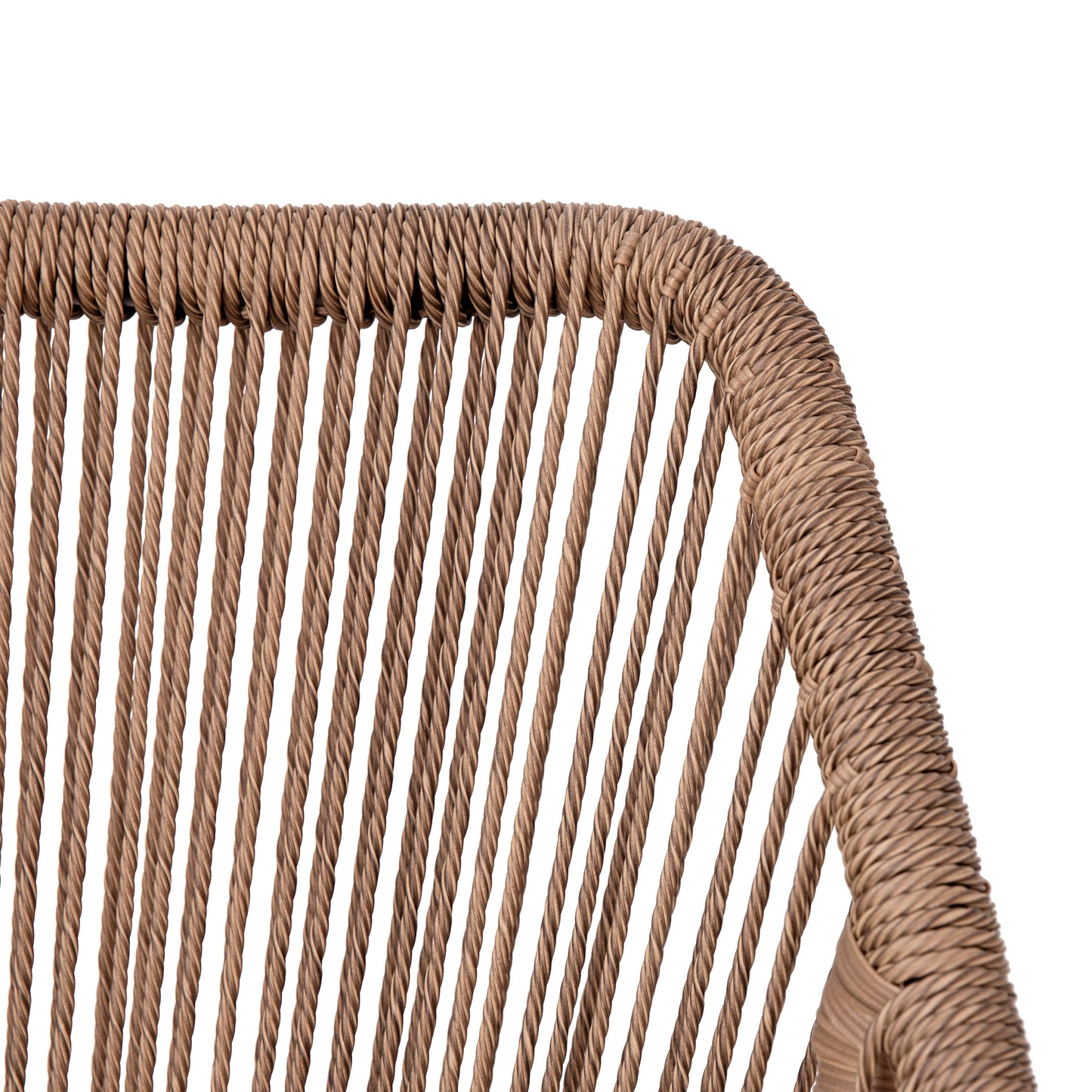 Kallie Set of 2 All-Weather Natural Woven Stacking Club Chairs with Rounded Arms & Ivory Zippered Seat Cushions Ivory Cushion/Natural Frame