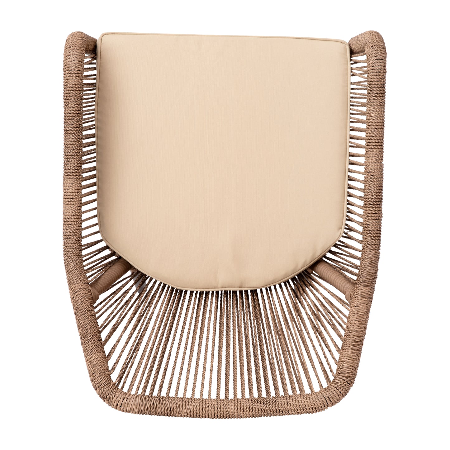 Kallie Set of 2 All-Weather Natural Woven Stacking Club Chairs with Rounded Arms & Ivory Zippered Seat Cushions Ivory Cushion/Natural Frame