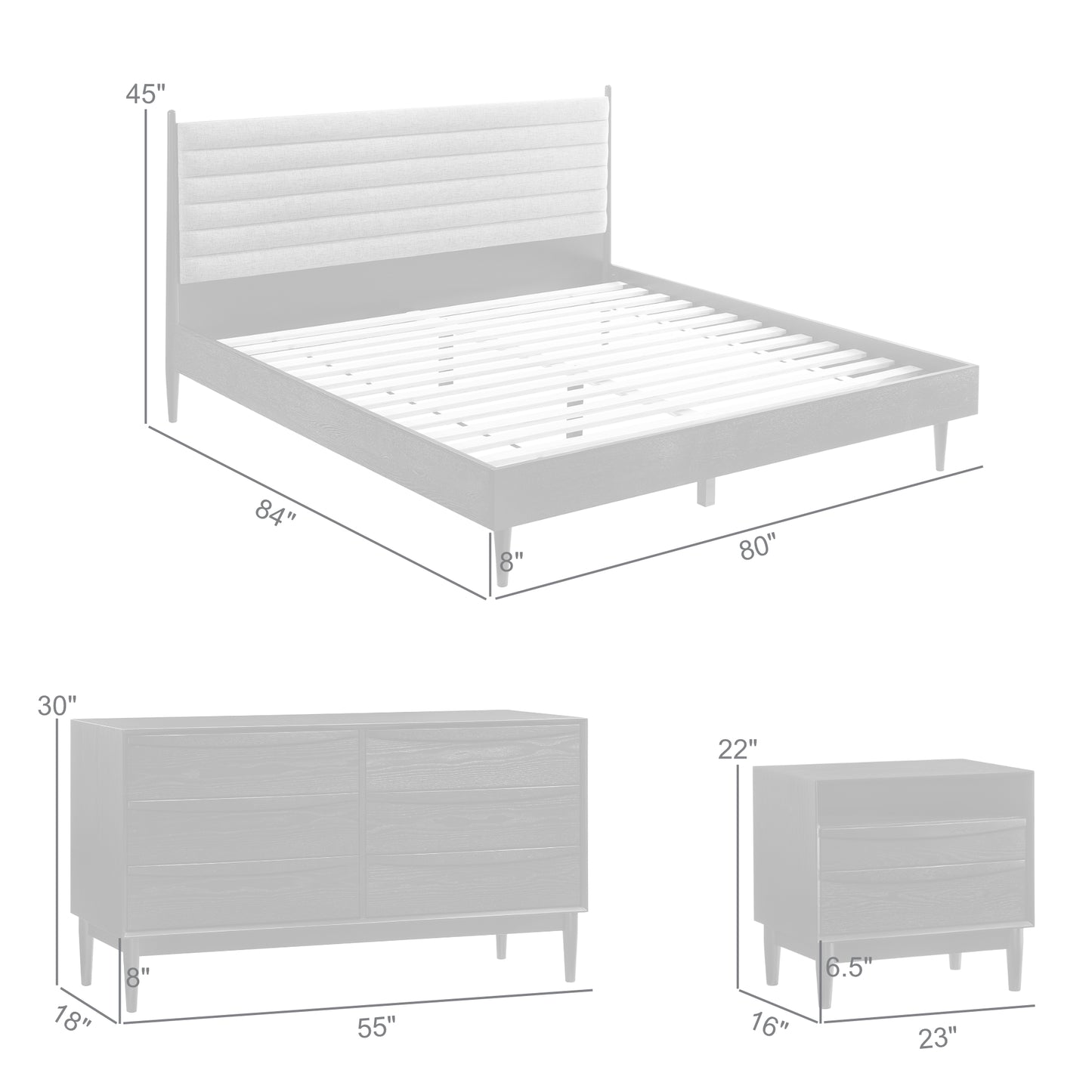Artemio King 4 Piece Wood Bedroom Set in Black Finish