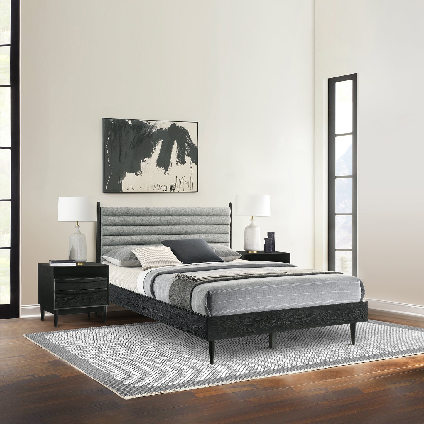 Artemio Queen 3 Piece Wood Bedroom Set in Black Finish
