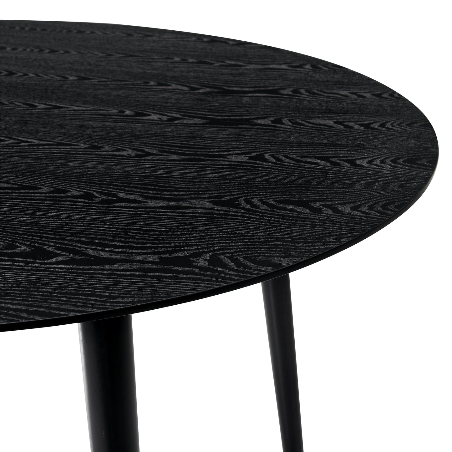 Arcadia and Renzo 42" Round Gray and Black Wood 5 Piece Dining Set