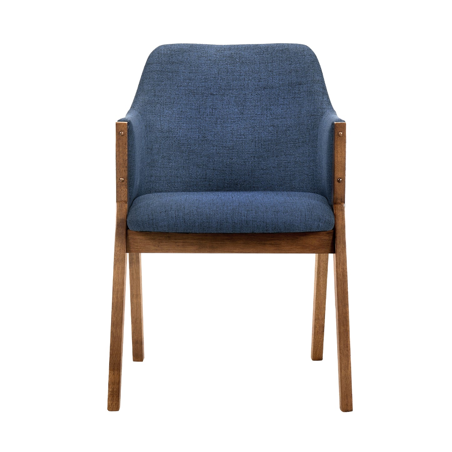 Arcadia and Renzo 48" Round Blue and Walnut Wood 5 Piece Dining Set