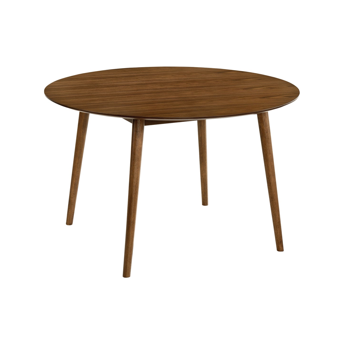 Arcadia and Renzo 48" Round Blue and Walnut Wood 5 Piece Dining Set
