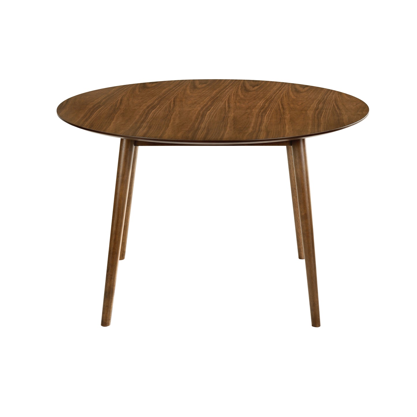 Arcadia and Renzo 48" Round Blue and Walnut Wood 5 Piece Dining Set