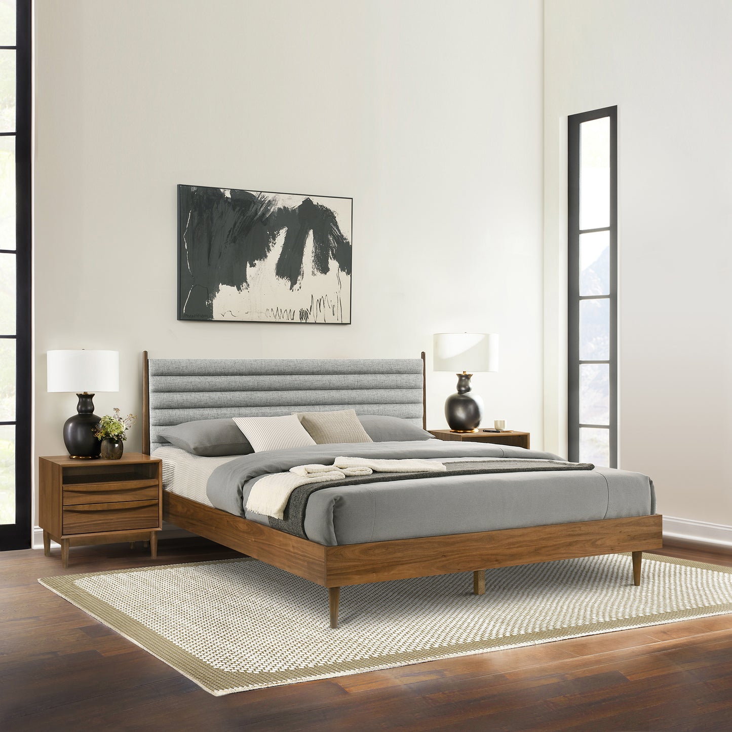 Artemio King 3 Piece Wood Bedroom Set in Walnut Finish