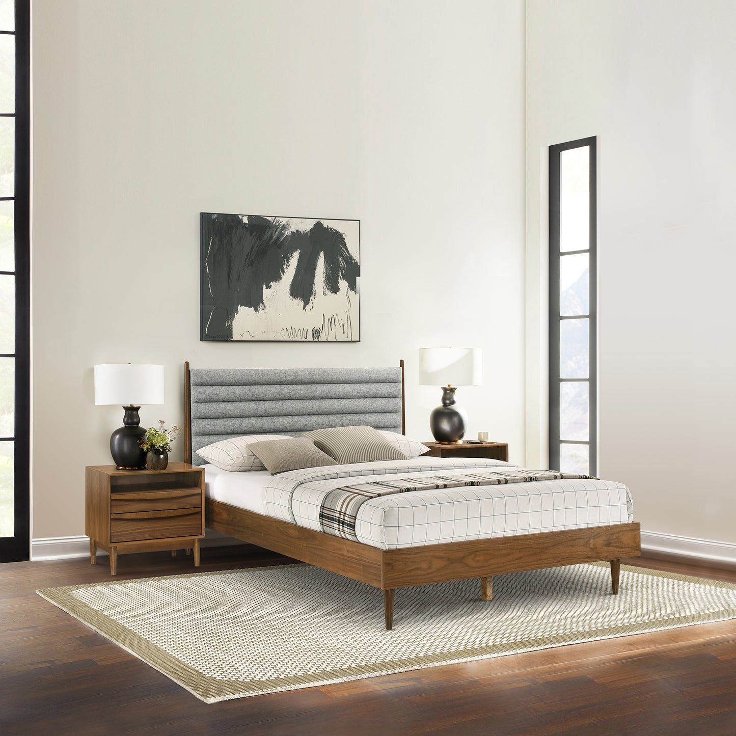 Artemio Queen 3 Piece Wood Bedroom Set in Walnut Finish