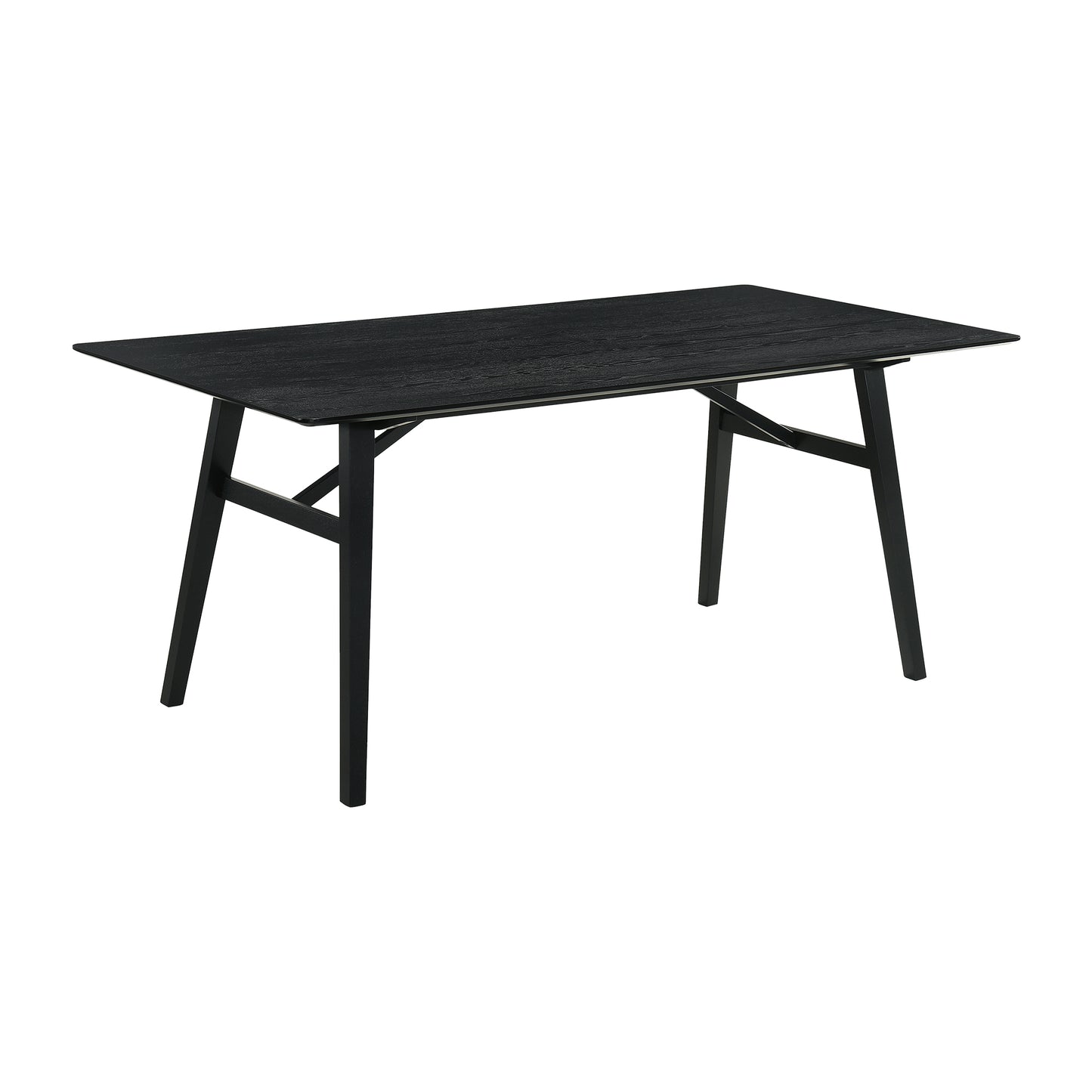 Channell 5 Piece Black Wood Dining Table Set with Benches in Charcoal Fabric