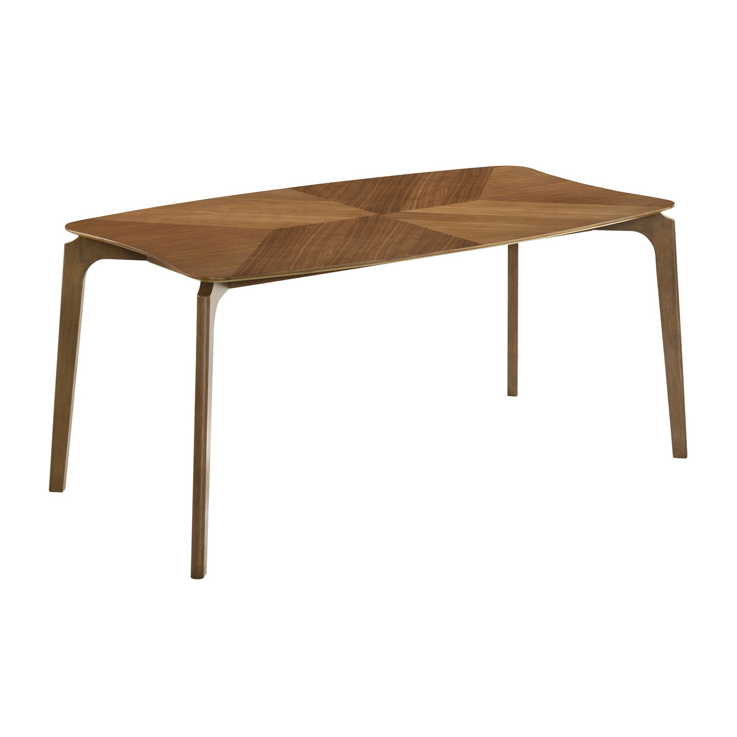 Kalia 5 Piece Wood Dining Set in Walnut Finish with Orange Fabric