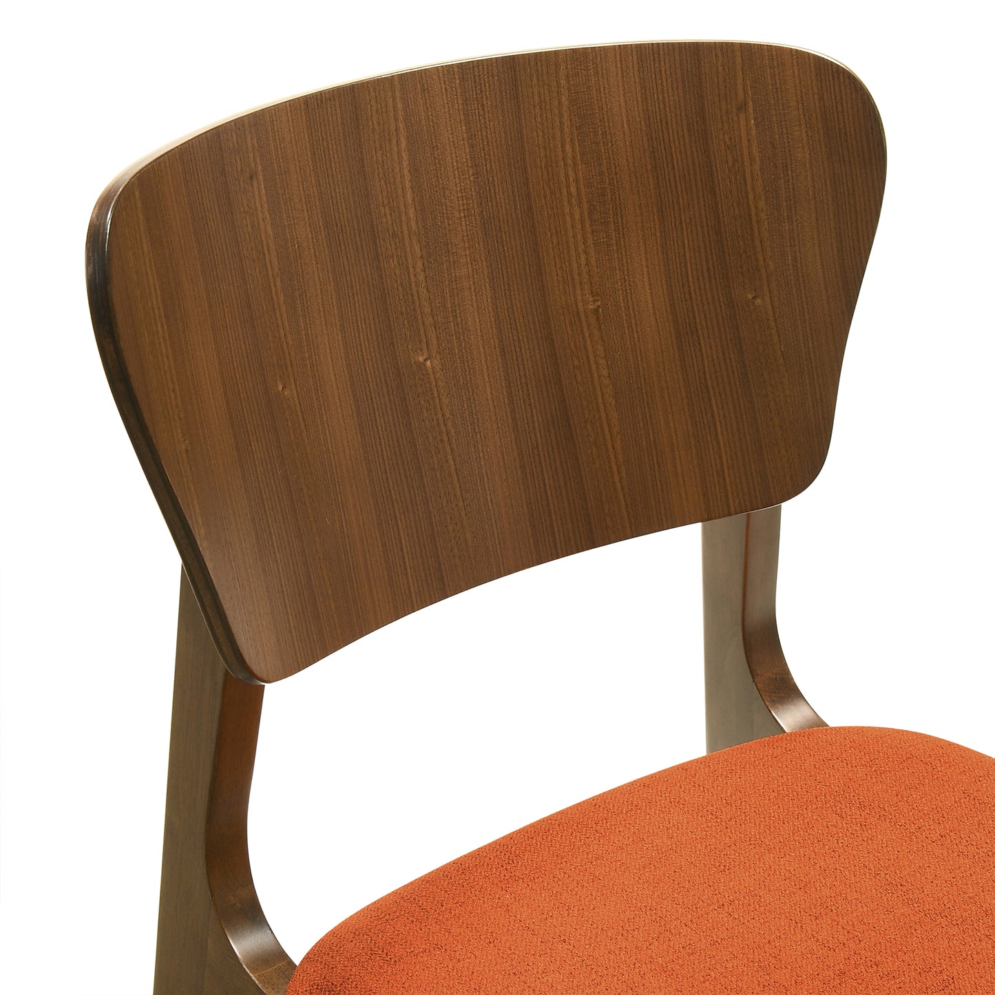 Kalia 5 Piece Wood Dining Set in Walnut Finish with Orange Fabric