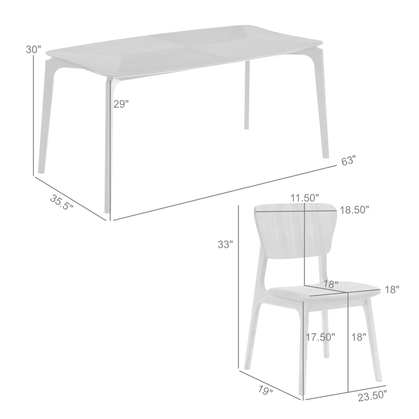 Kalia 7 Piece Wood Dining Set in Walnut Finish with Charcoal Fabric