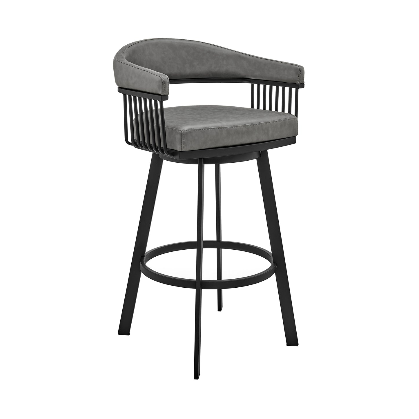 Naomi and Chelsea 4-Piece Counter Height Dining Set in Black Metal and Gray Faux Leather