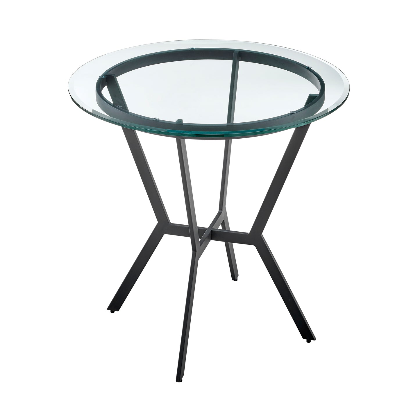Naomi and Lorin 5-Piece Counter Height Dining Set in Black Metal and Gray Faux Leather