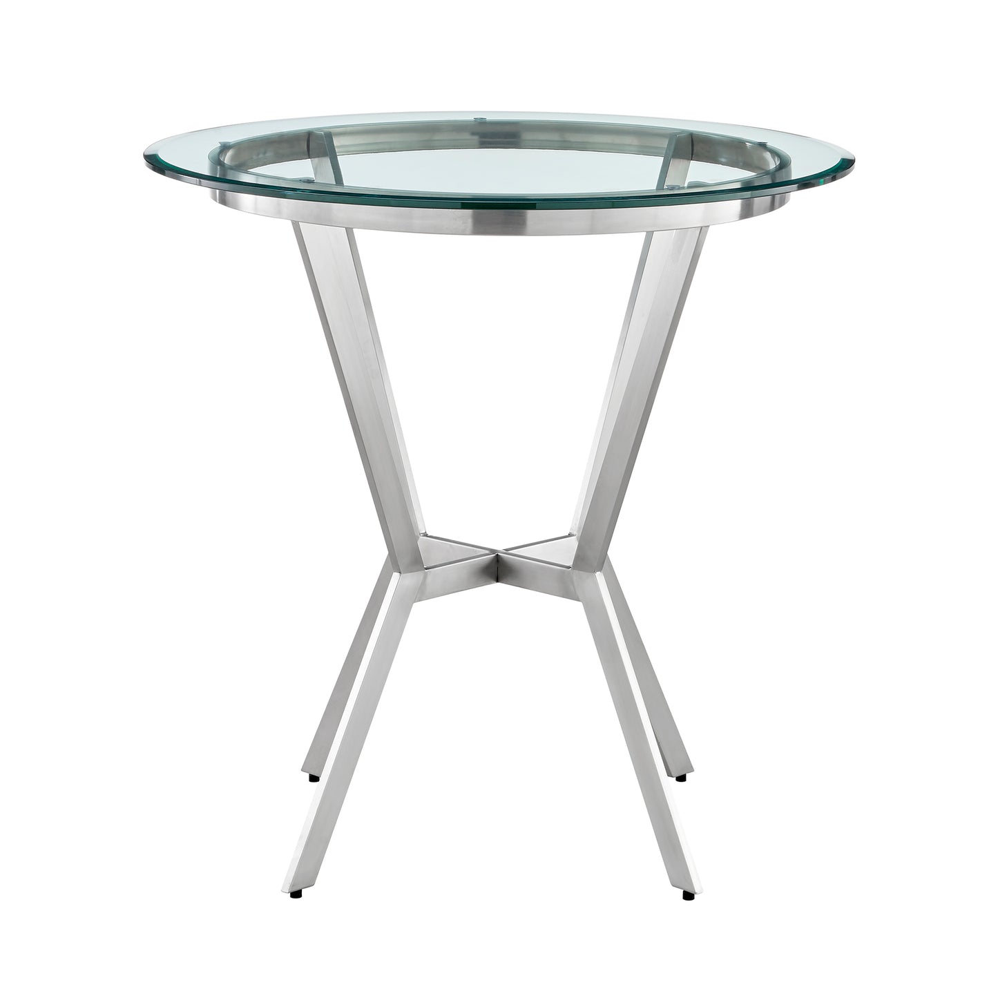 Naomi and Lorin 5-Piece Counter Height Dining Set in Brushed Stainless Steel and Gray Faux Leather