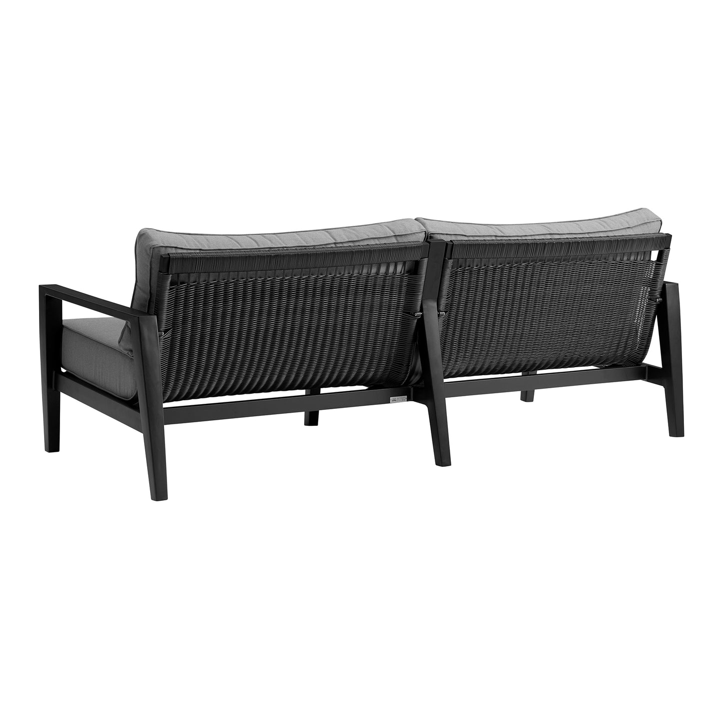 Cayman 4 Piece Black Aluminum Outdoor Seating Set with Dark Gray Cushions