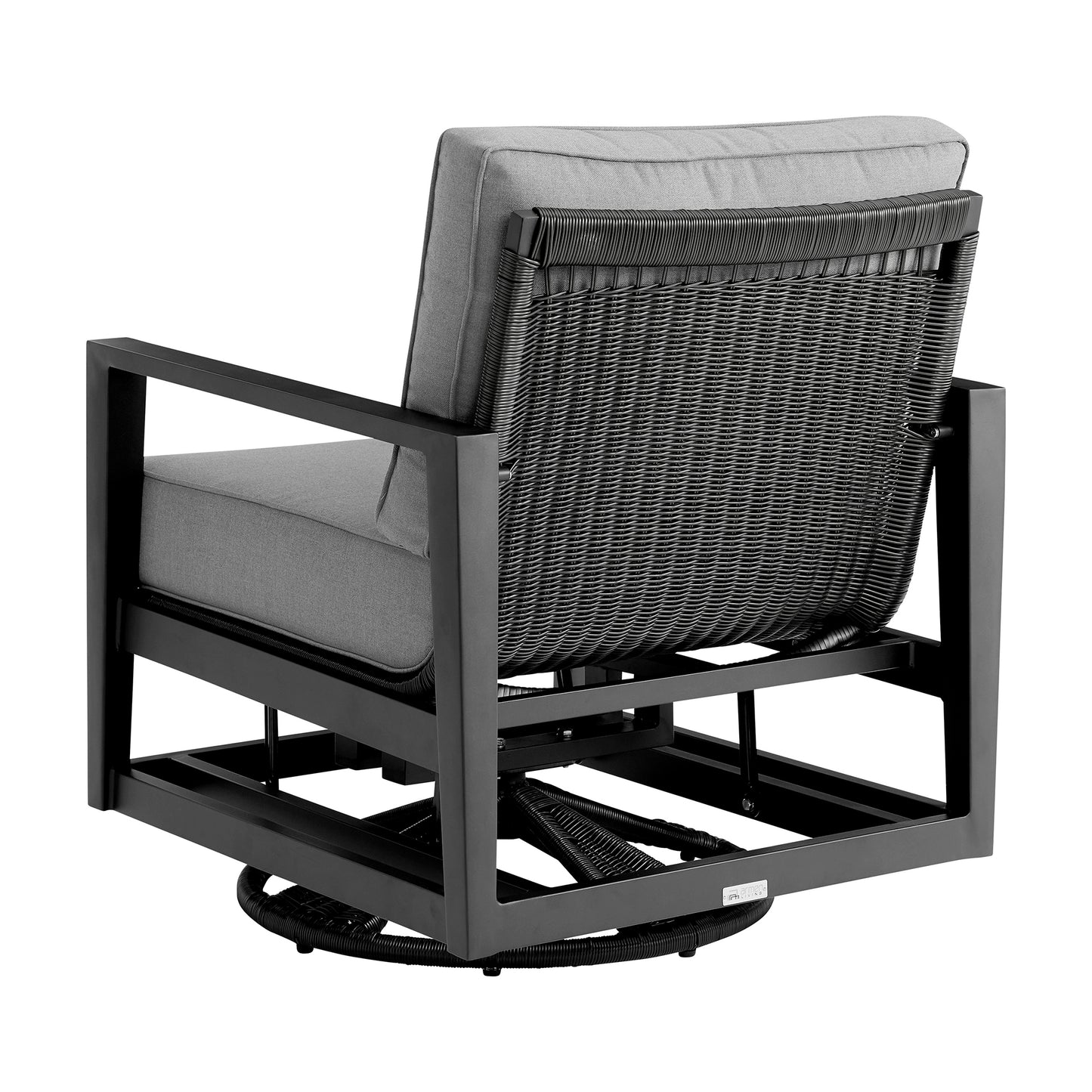 Cayman 3 Piece Black Aluminum Outdoor Seating Set with Dark Gray Cushions