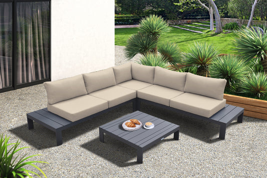 Razor Outdoor 4 piece Sectional set in Dark Gray Finish and Taupe Cushions