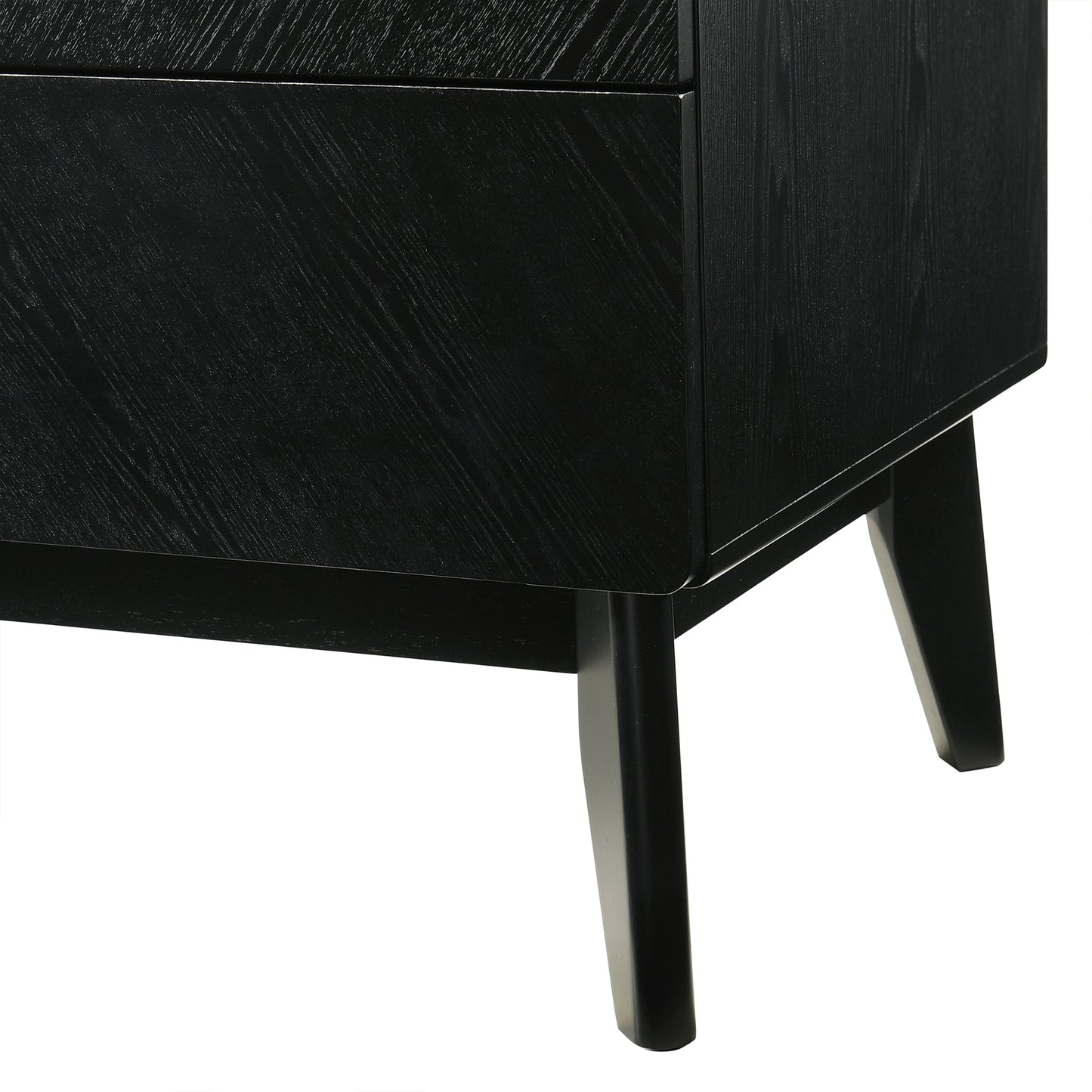 Petra Queen 4 Piece Wood Bedroom Set in Black Finish