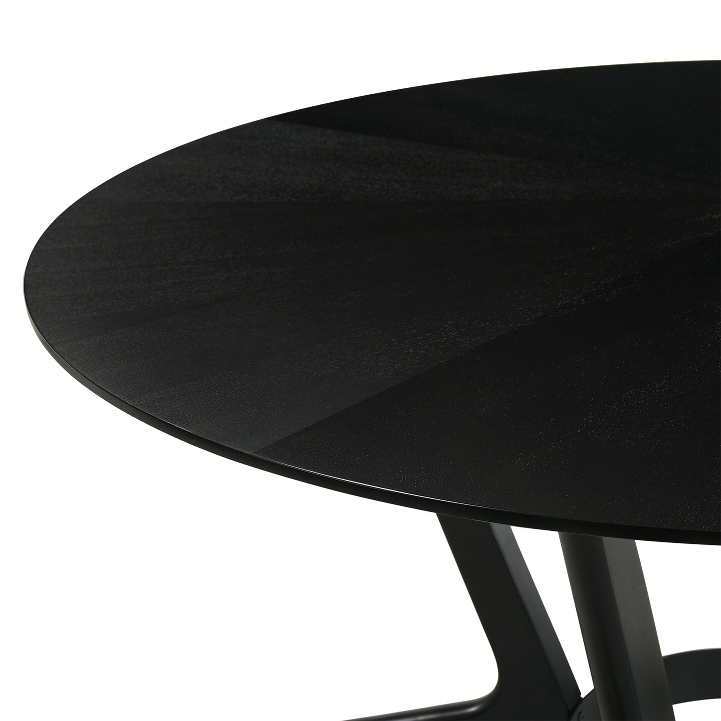 Santana 5 Piece Round Black Wood Dining Table Set with Charcoal Fabric