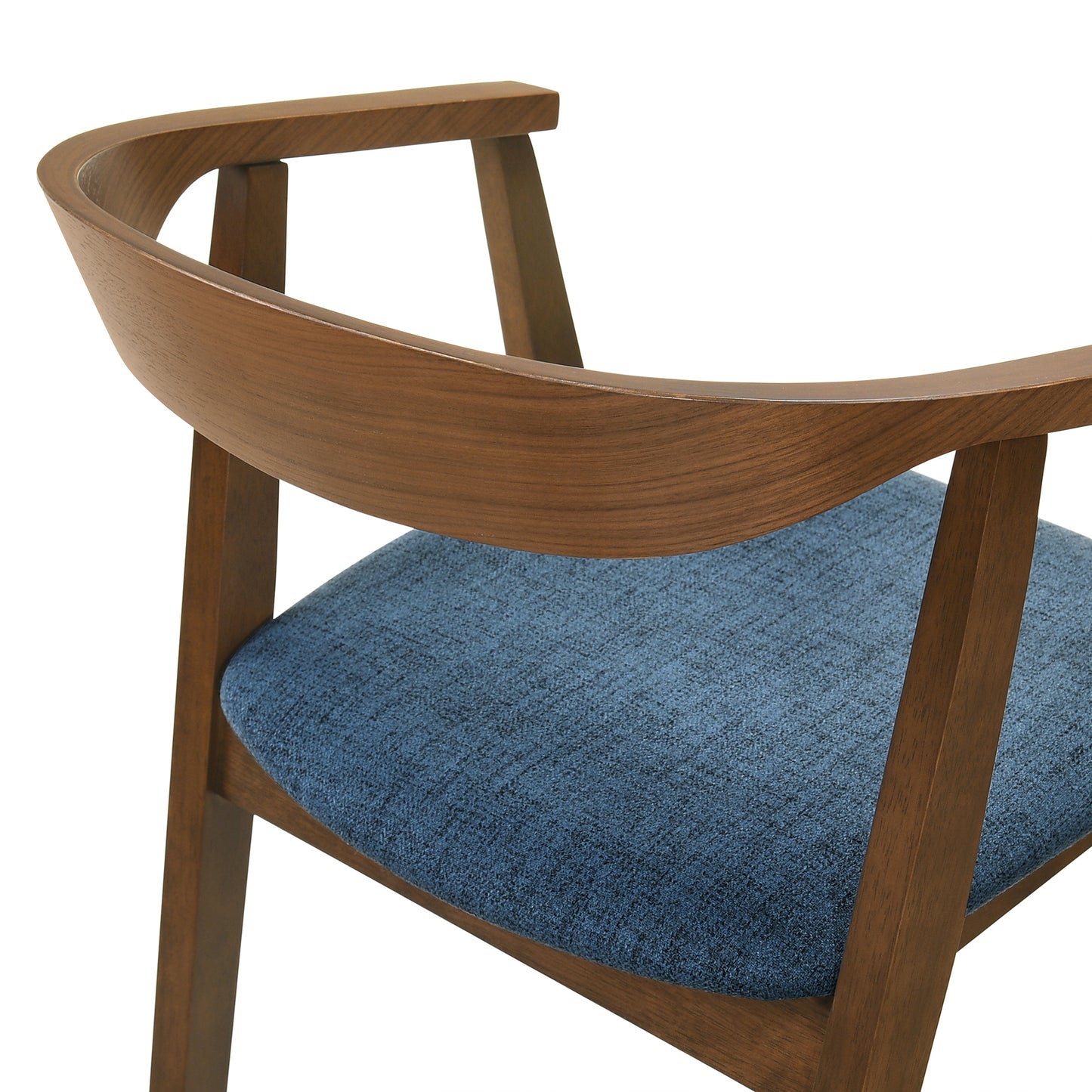 Santana 5 Piece Round Walnut Wood Dining Table Set with Blue Fabric