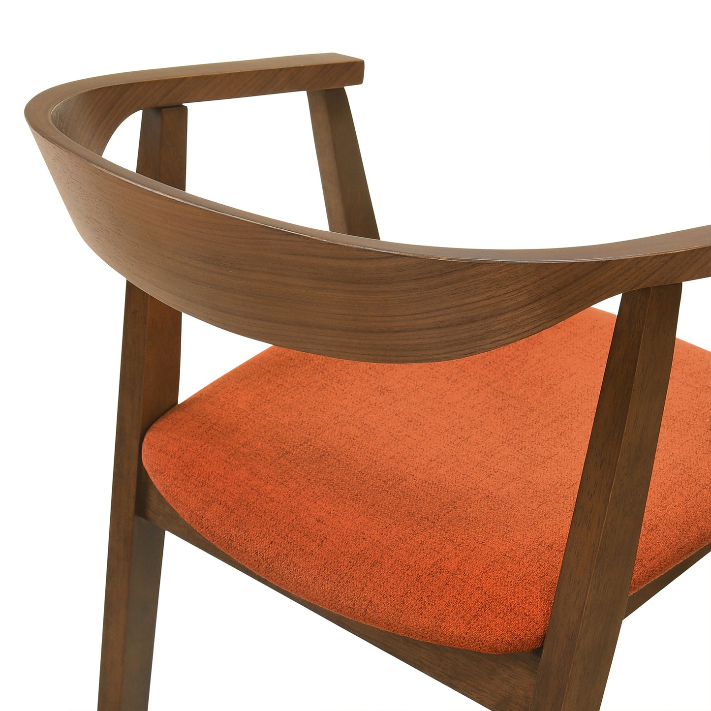 Santana 5 Piece Round Walnut Wood Dining Table Set with Orange Fabric