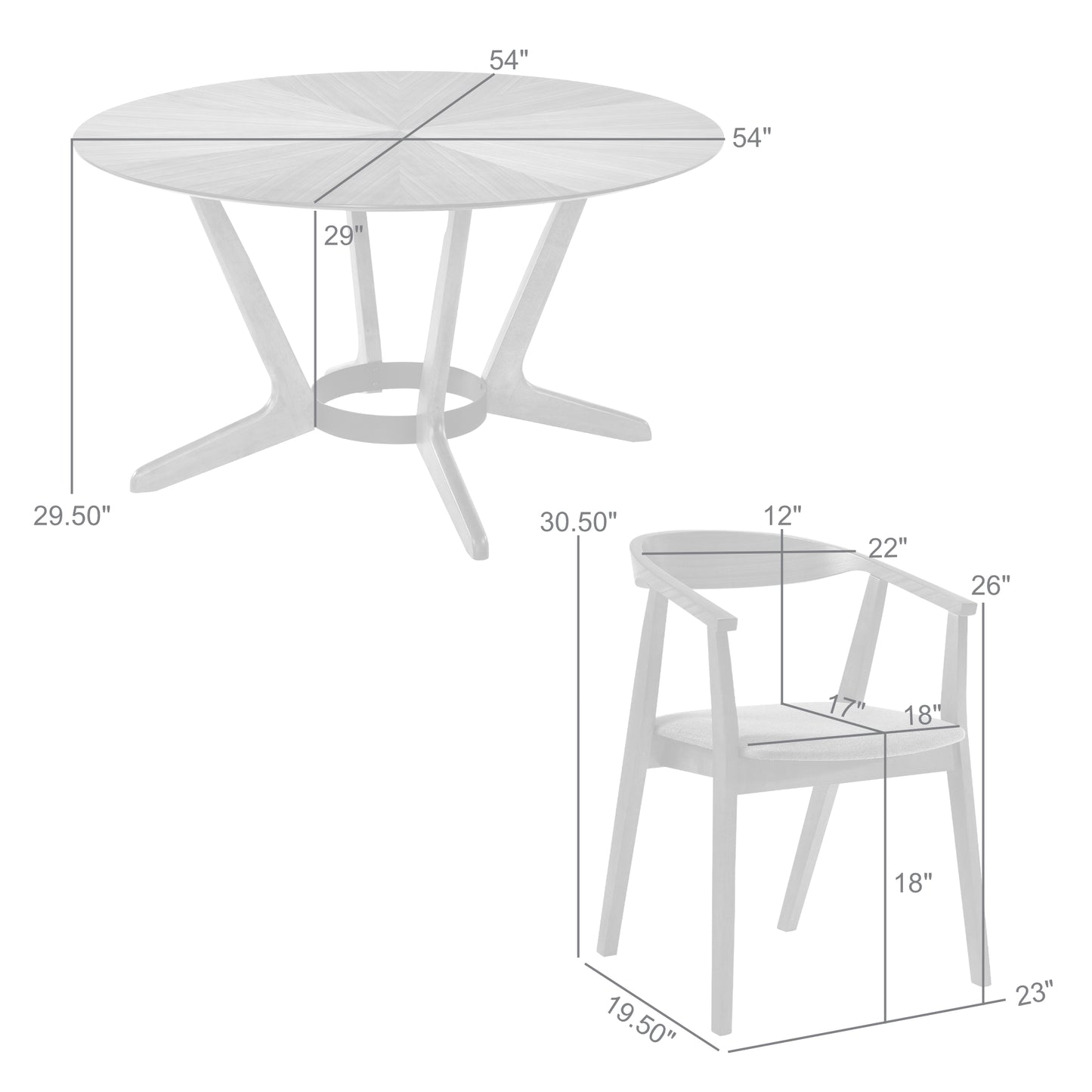 Santana 5 Piece Round Walnut Wood Dining Table Set with Orange Fabric