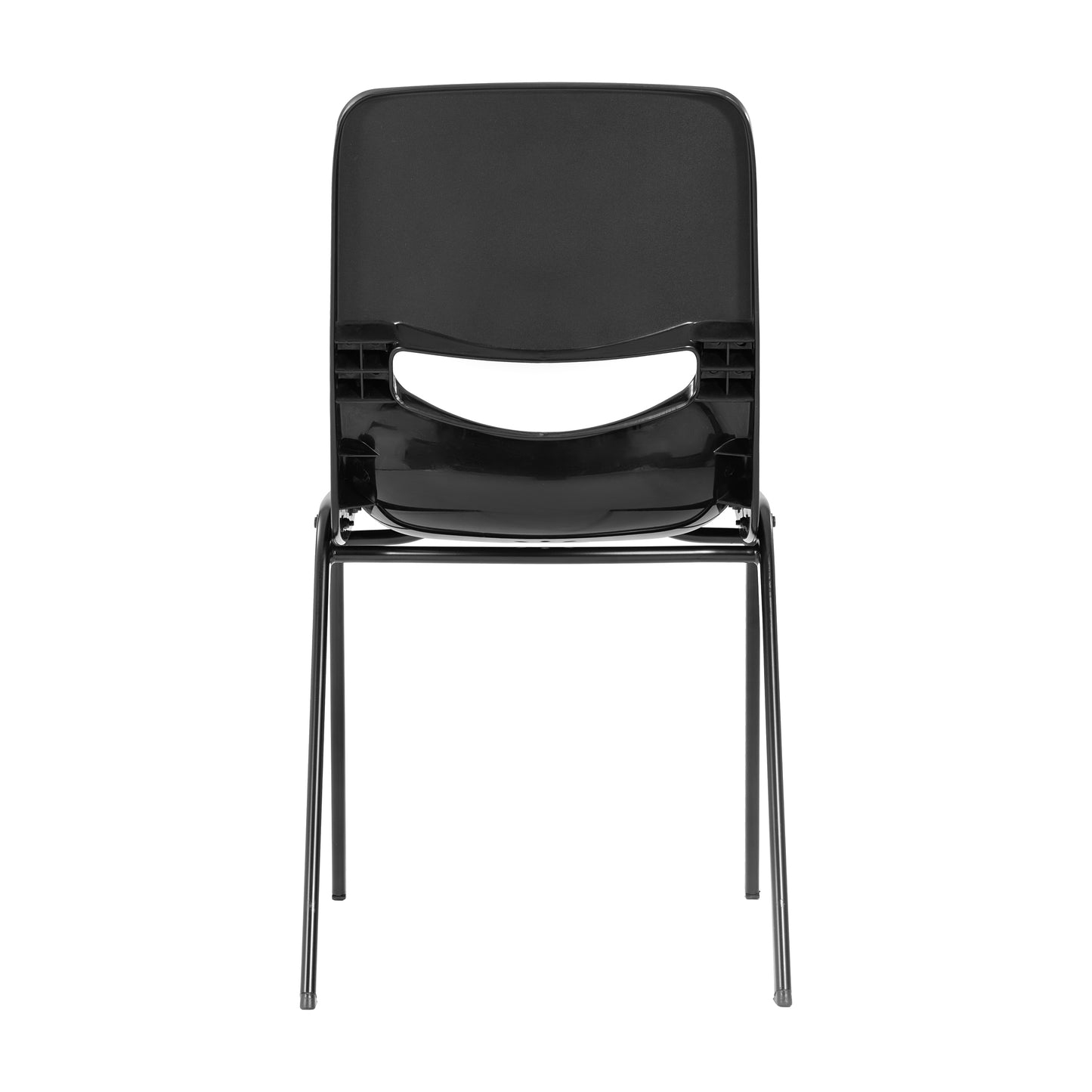 HERCULES Heavy-Duty Flex Comfort Classroom Stack Chair with Powder-Coated Frame and Black Ergonomic Back and Seat Black