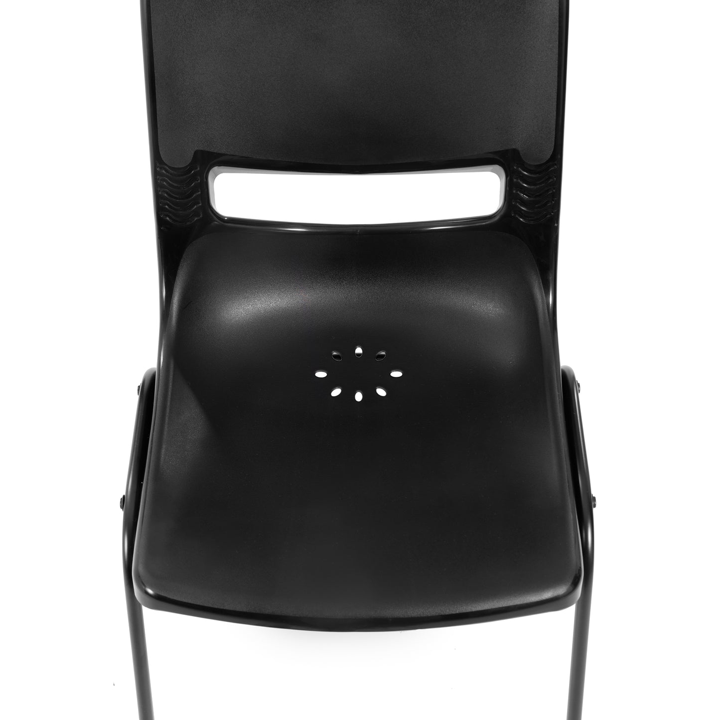 HERCULES Heavy-Duty Flex Comfort Classroom Stack Chair with Powder-Coated Frame and Black Ergonomic Back and Seat Black