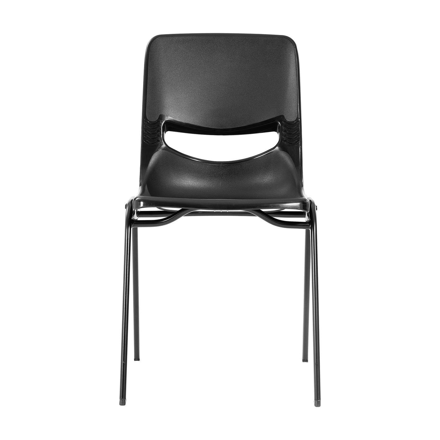 HERCULES Heavy-Duty Flex Comfort Classroom Stack Chair with Powder-Coated Frame and Black Ergonomic Back and Seat Black
