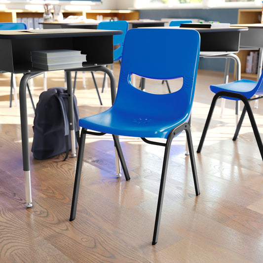 HERCULES Heavy-Duty Flex Comfort Classroom Stack Chair with Powder-Coated Frame and Navy Ergonomic Back and Seat Navy