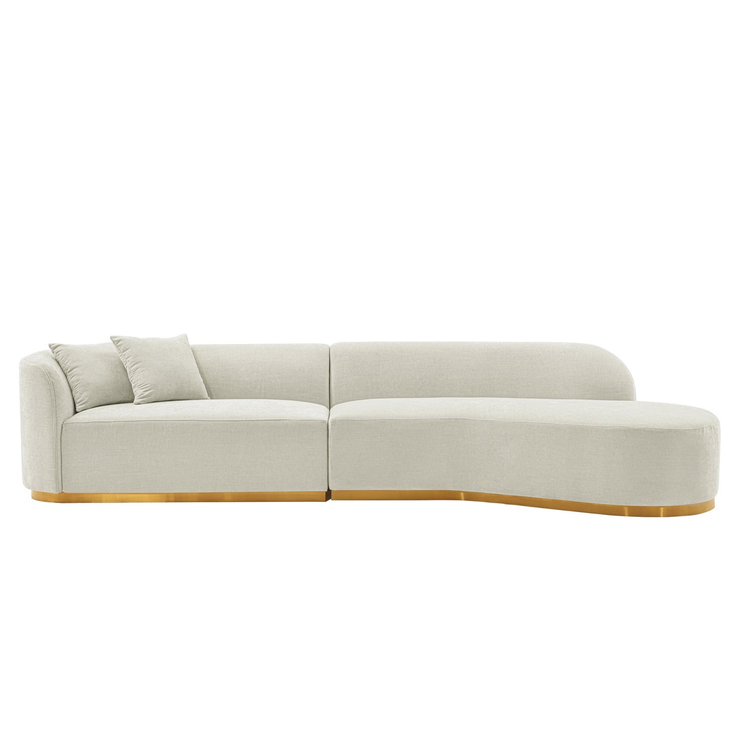 Manhattan Comfort Contemporary Daria Chenille Sofa Sectional with Pillows in Ivory SF012-IV
