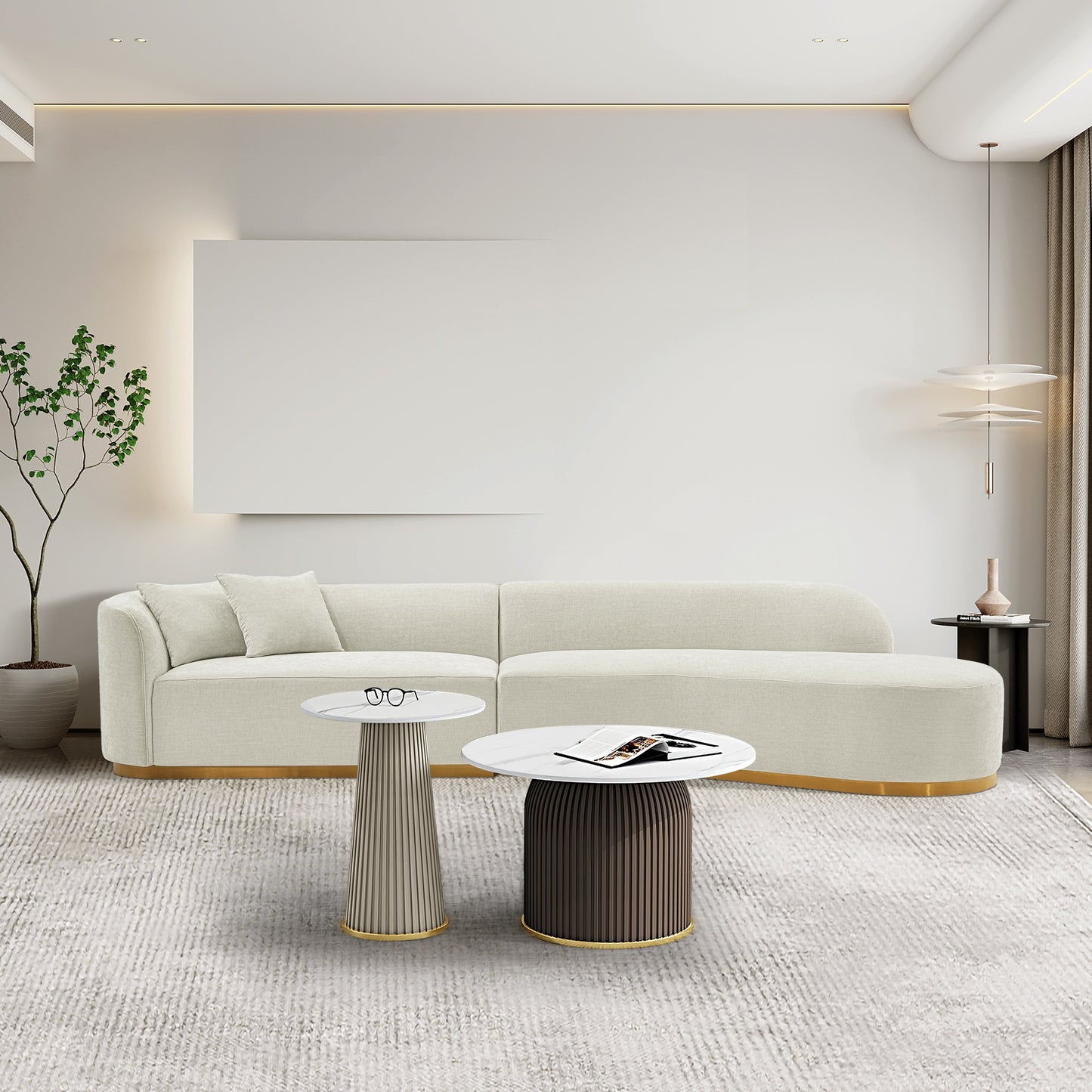 Daria Modern Chenille Sectional Sofa SF012 Contemporary Upholstered Living Room Furniture