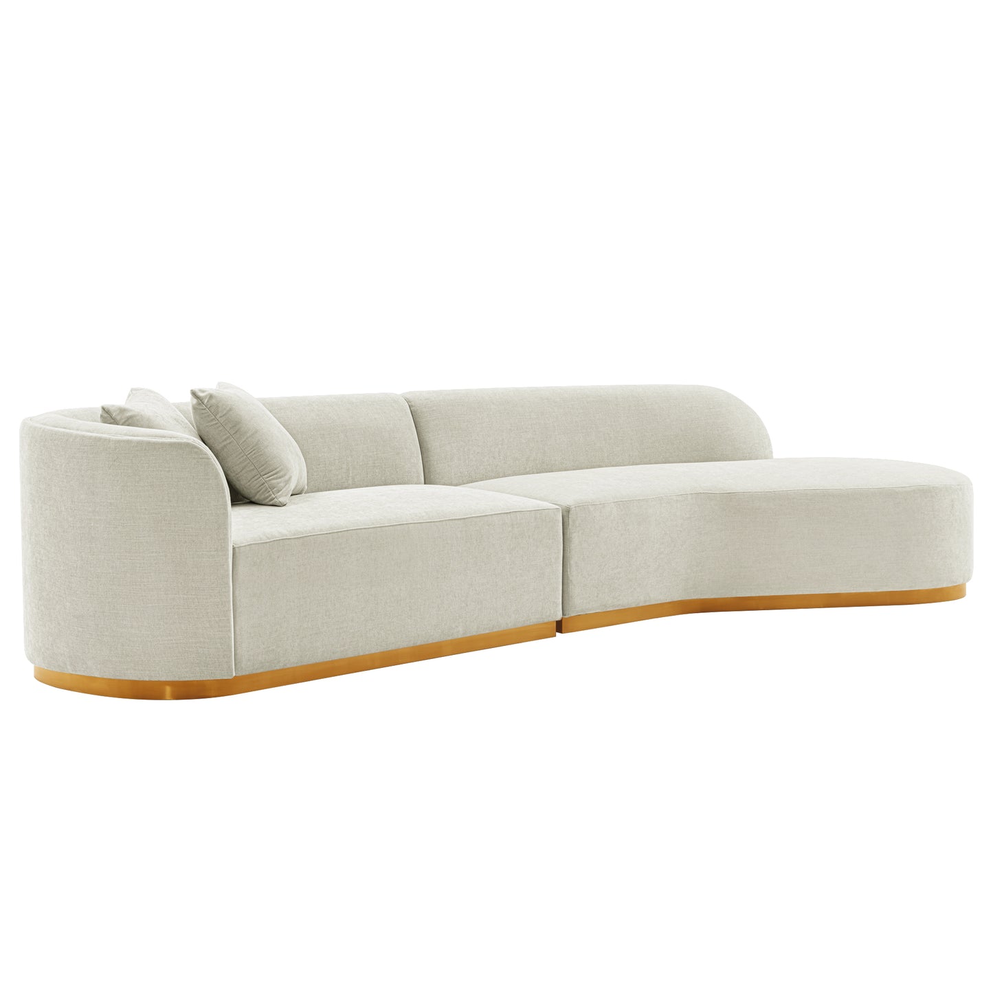 Manhattan Comfort Contemporary Daria Chenille Sofa Sectional with Pillows in Ivory SF012-IV