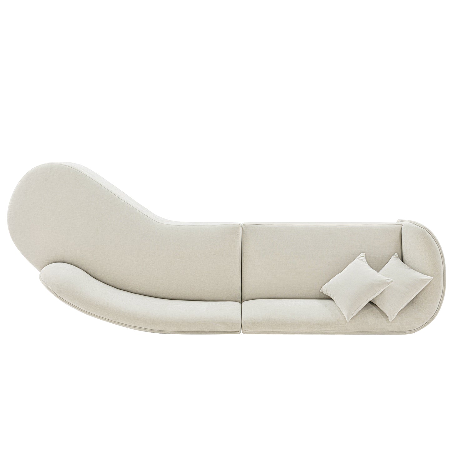 Manhattan Comfort Contemporary Daria Chenille Sofa Sectional with Pillows in Ivory SF012-IV