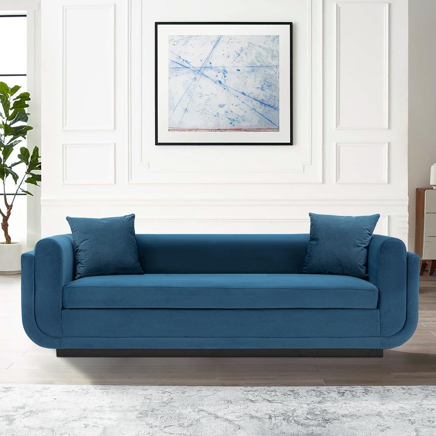Edmonda Modern 91" Velvet Sofa, Upholstered Contemporary Living Room Seating