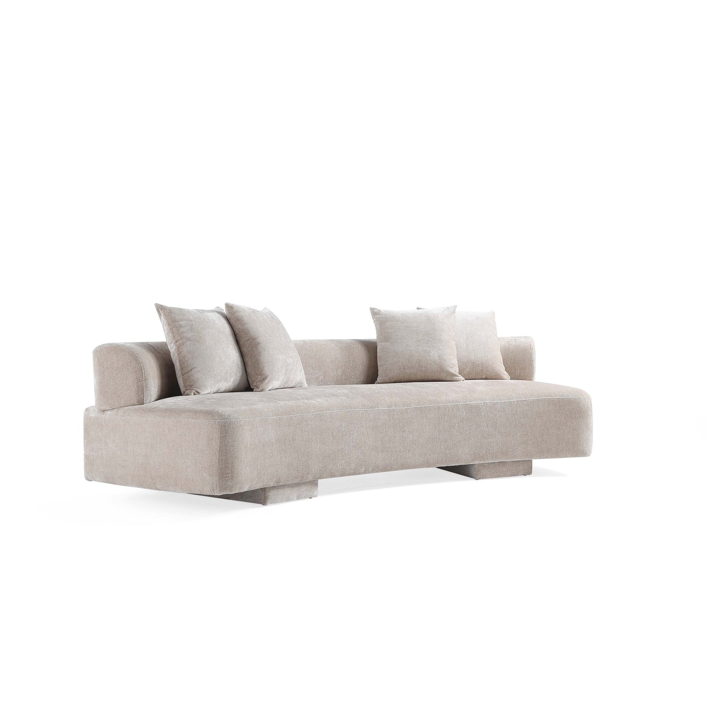 Verandah Mid-Century Modern 112" Chenille Sofa — Plush Upholstered Three-Seat Design