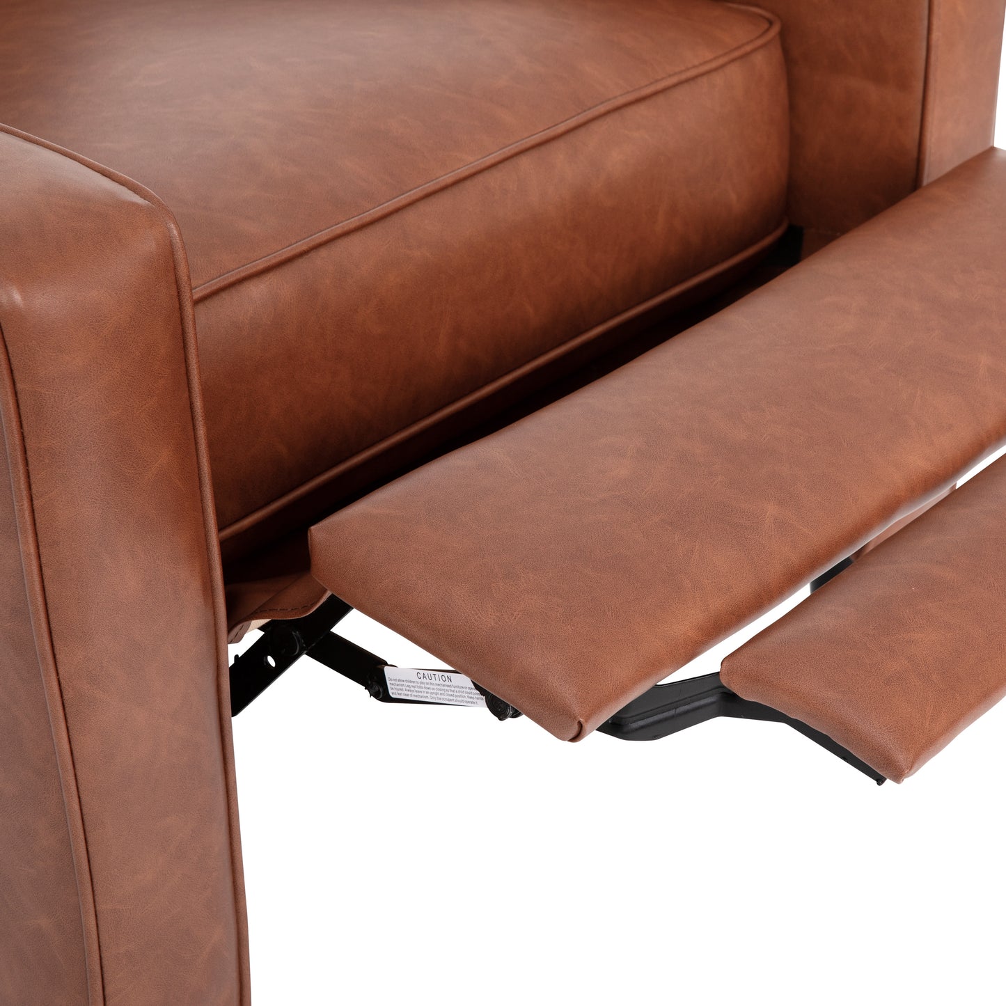 Ezra Mid-Century Modern LeatherSoft Upholstered Button Tufted Pushback Recliner in Cognac Brown for Residential & Commercial Use Cognac Brown