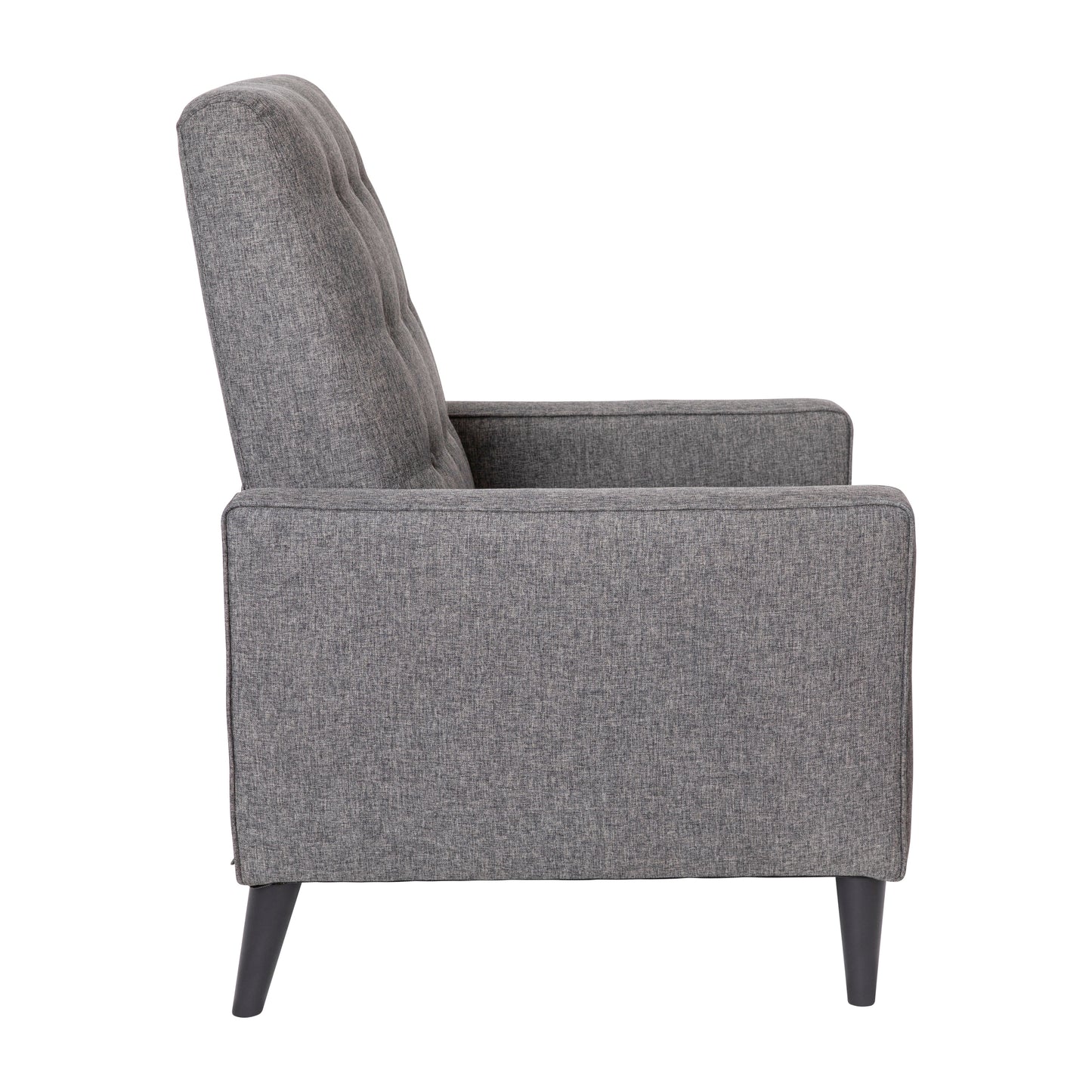 Ezra Mid-Century Modern Fabric Upholstered Button Tufted Pushback Recliner in Gray for Residential & Commercial Use Gray