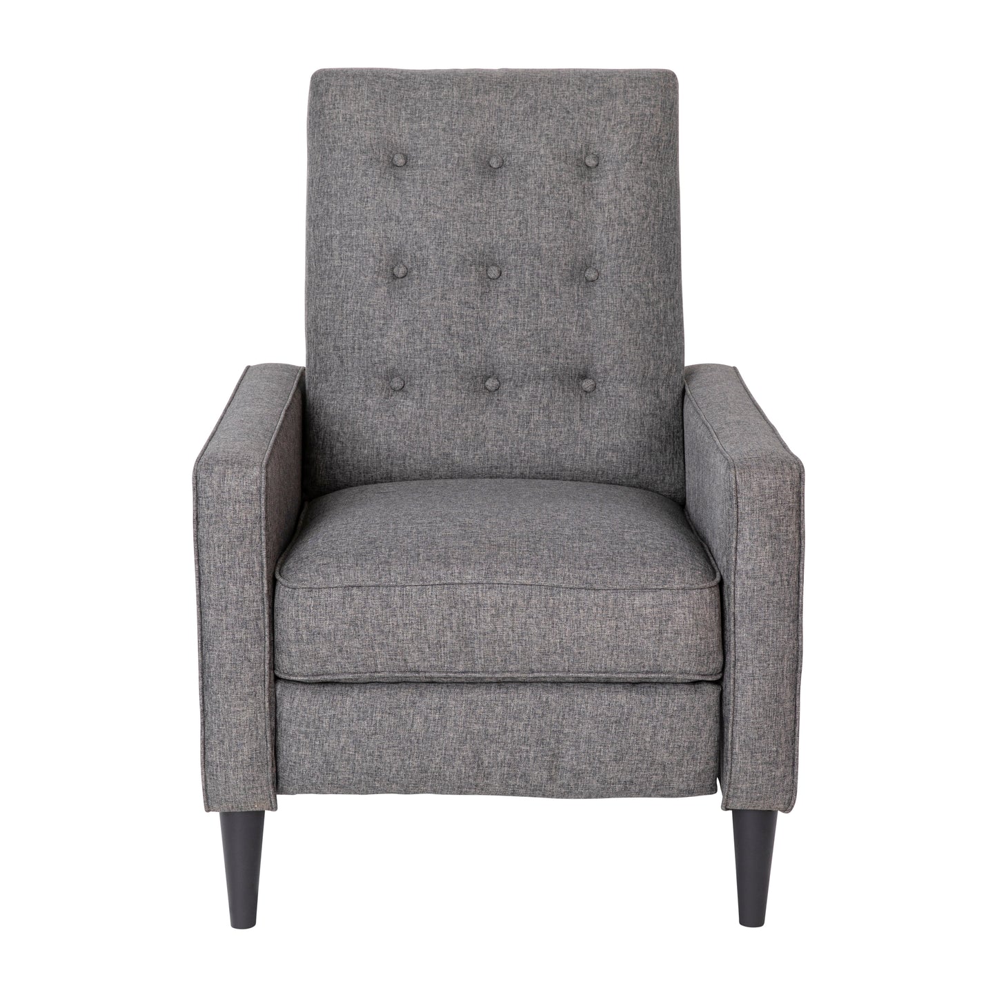 Ezra Mid-Century Modern Fabric Upholstered Button Tufted Pushback Recliner in Gray for Residential & Commercial Use Gray