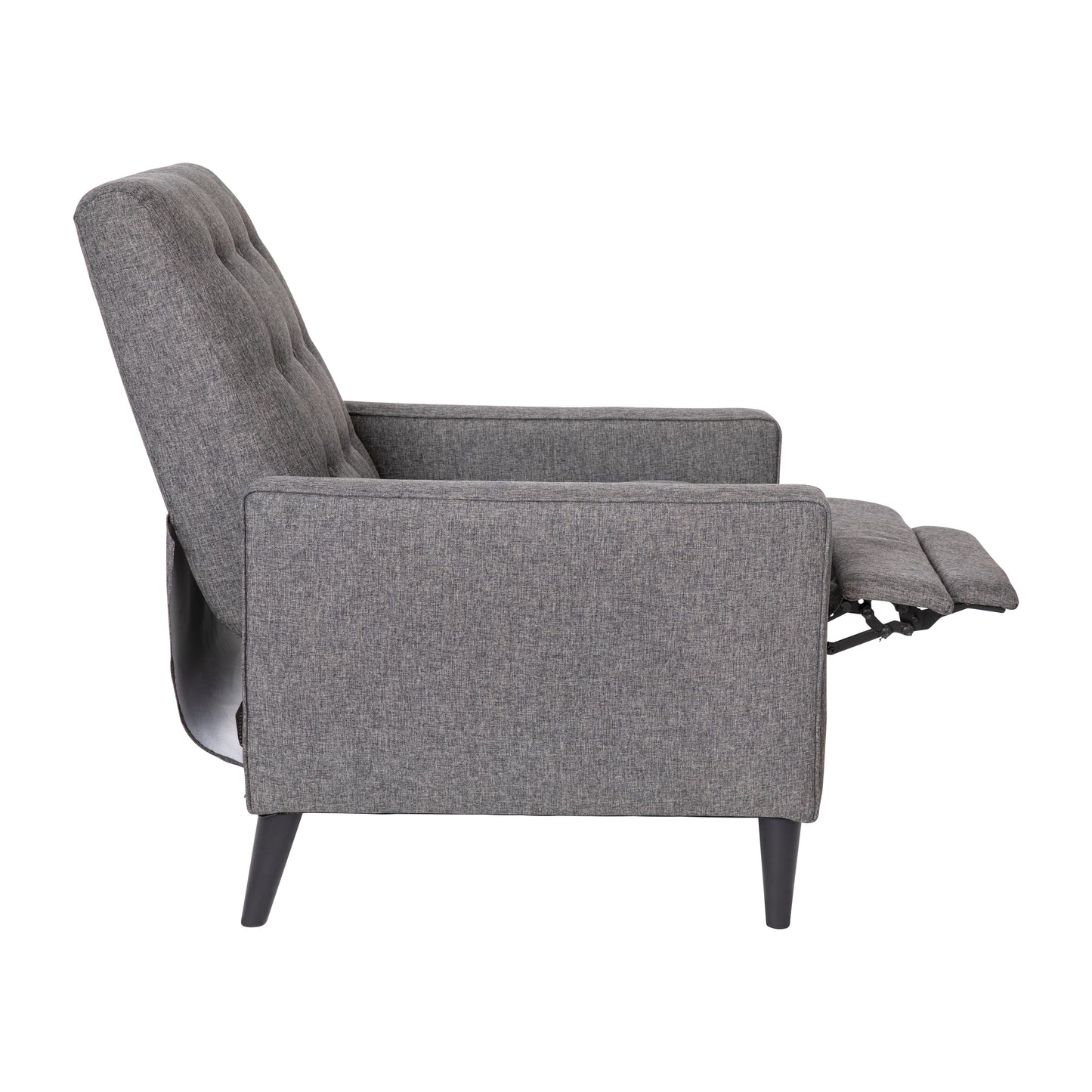 Ezra Mid-Century Modern Fabric Upholstered Button Tufted Pushback Recliner in Gray for Residential & Commercial Use Gray