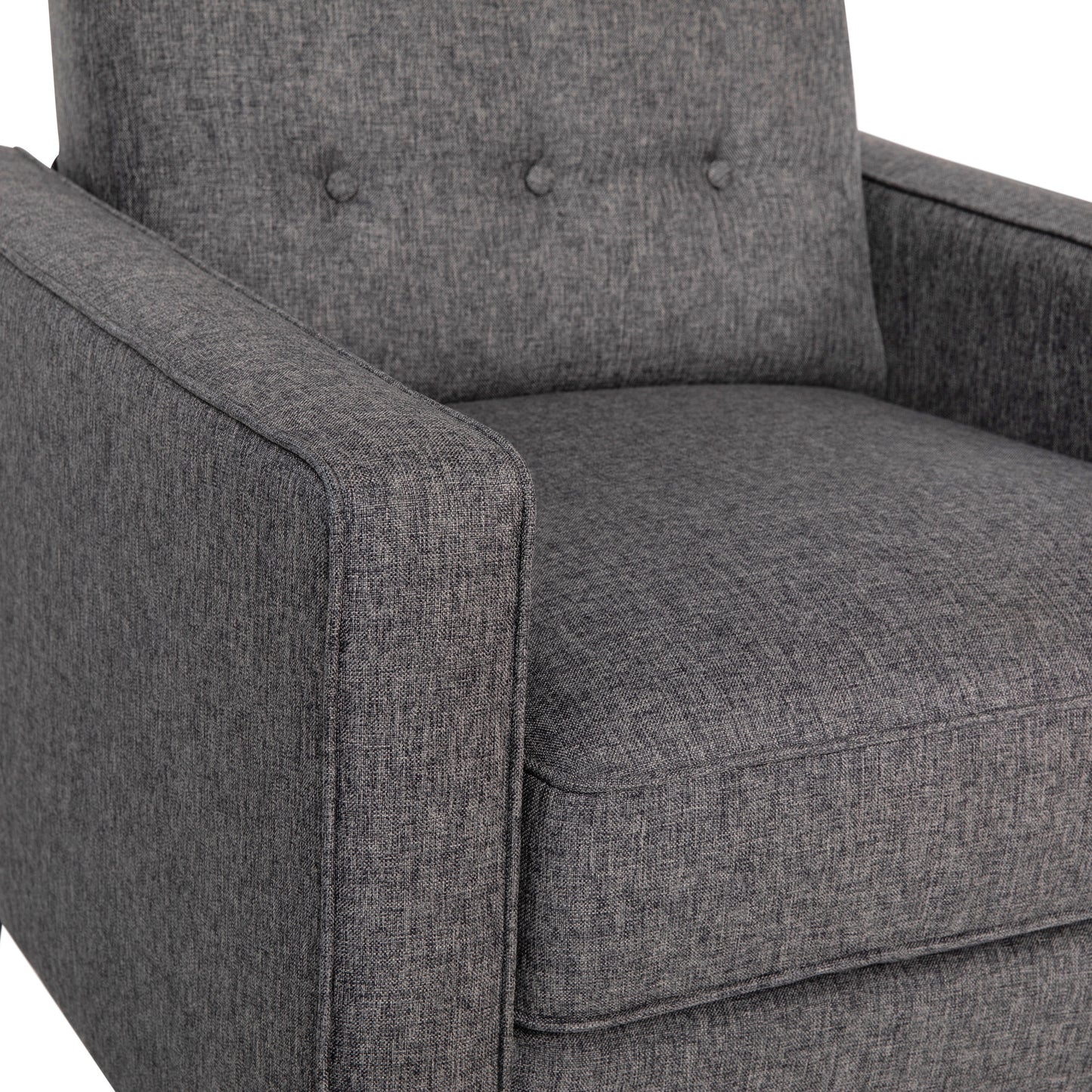 Ezra Mid-Century Modern Fabric Upholstered Button Tufted Pushback Recliner in Gray for Residential & Commercial Use Gray