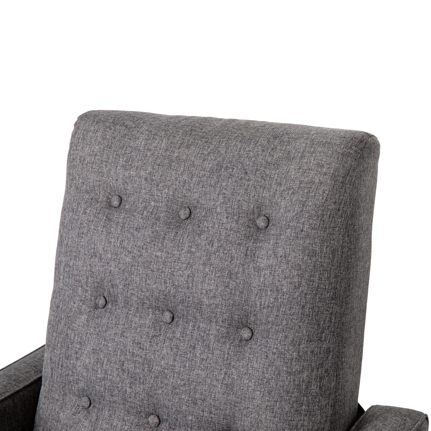 Ezra Mid-Century Modern Fabric Upholstered Button Tufted Pushback Recliner in Gray for Residential & Commercial Use Gray