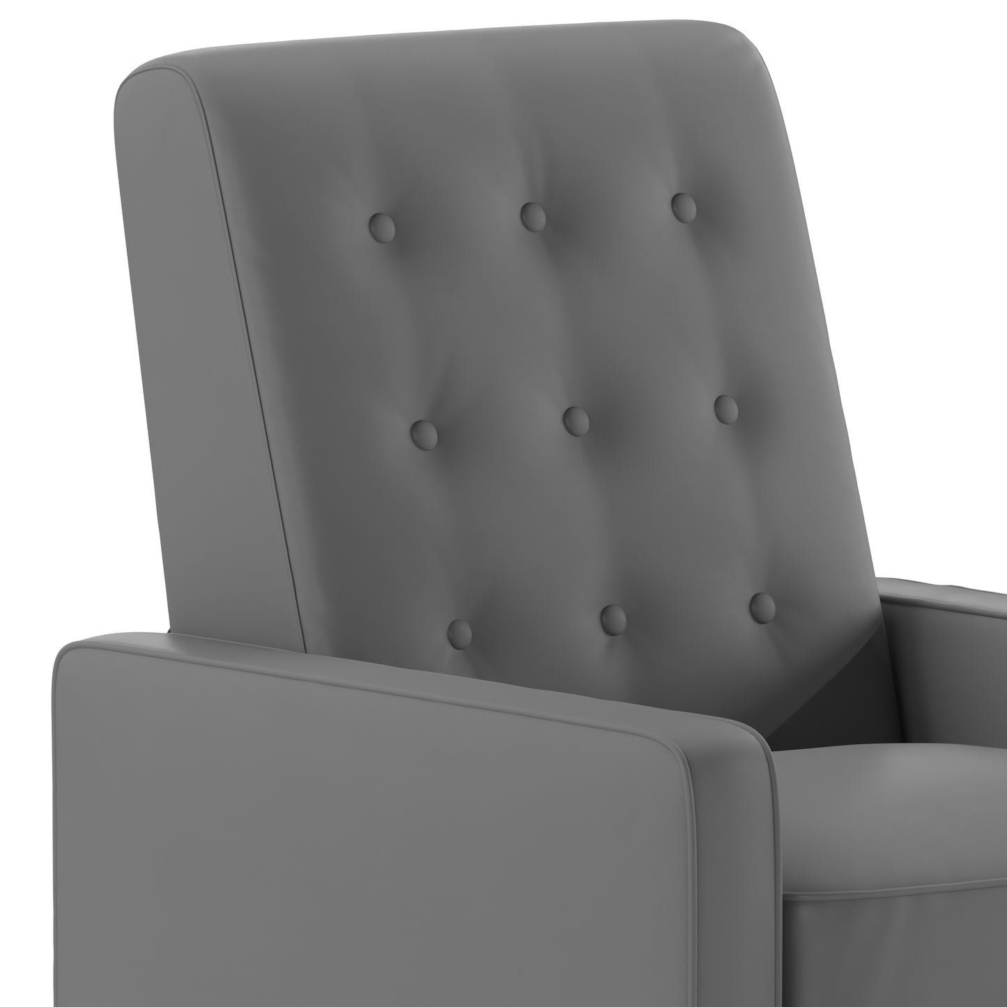 Ezra Mid-Century Modern LeatherSoft Upholstered Button Tufted Pushback Recliner in Light Gray for Residential & Commercial Use Light Gray